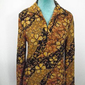 Carducci Women's Floral Print V Neck Long Sleeve Blouse Shirt Size Medium